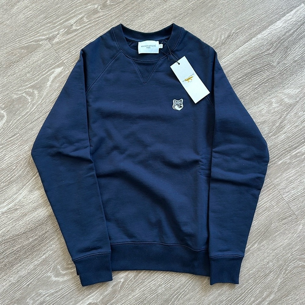 Maison Kitsuné Grey Fox Head Patch Classic Sweatshirt Navy XXS